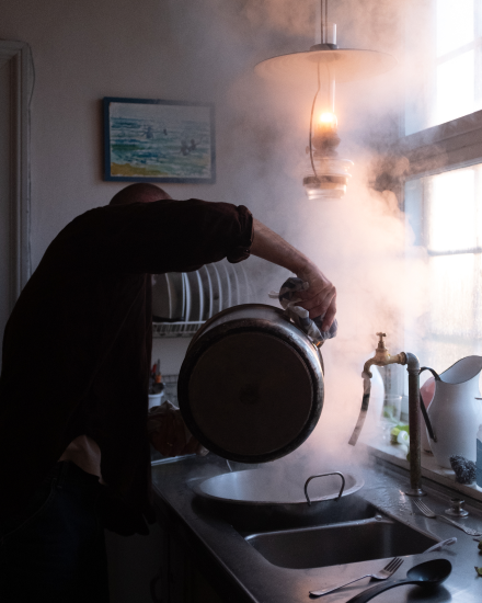 Kitchen in use